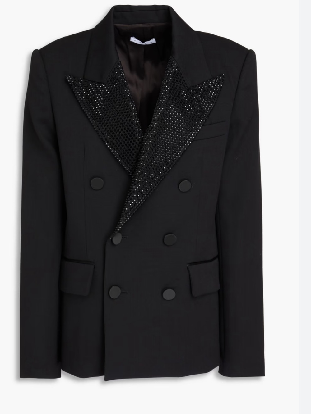 AREA Double-breasted crystal-embellished Relaxed Blazer
